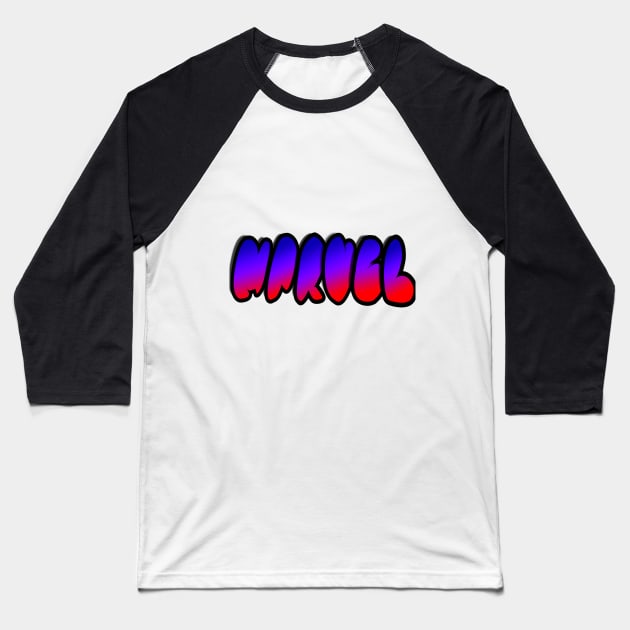 Marvel bubble letter logo Baseball T-Shirt by Rexttick